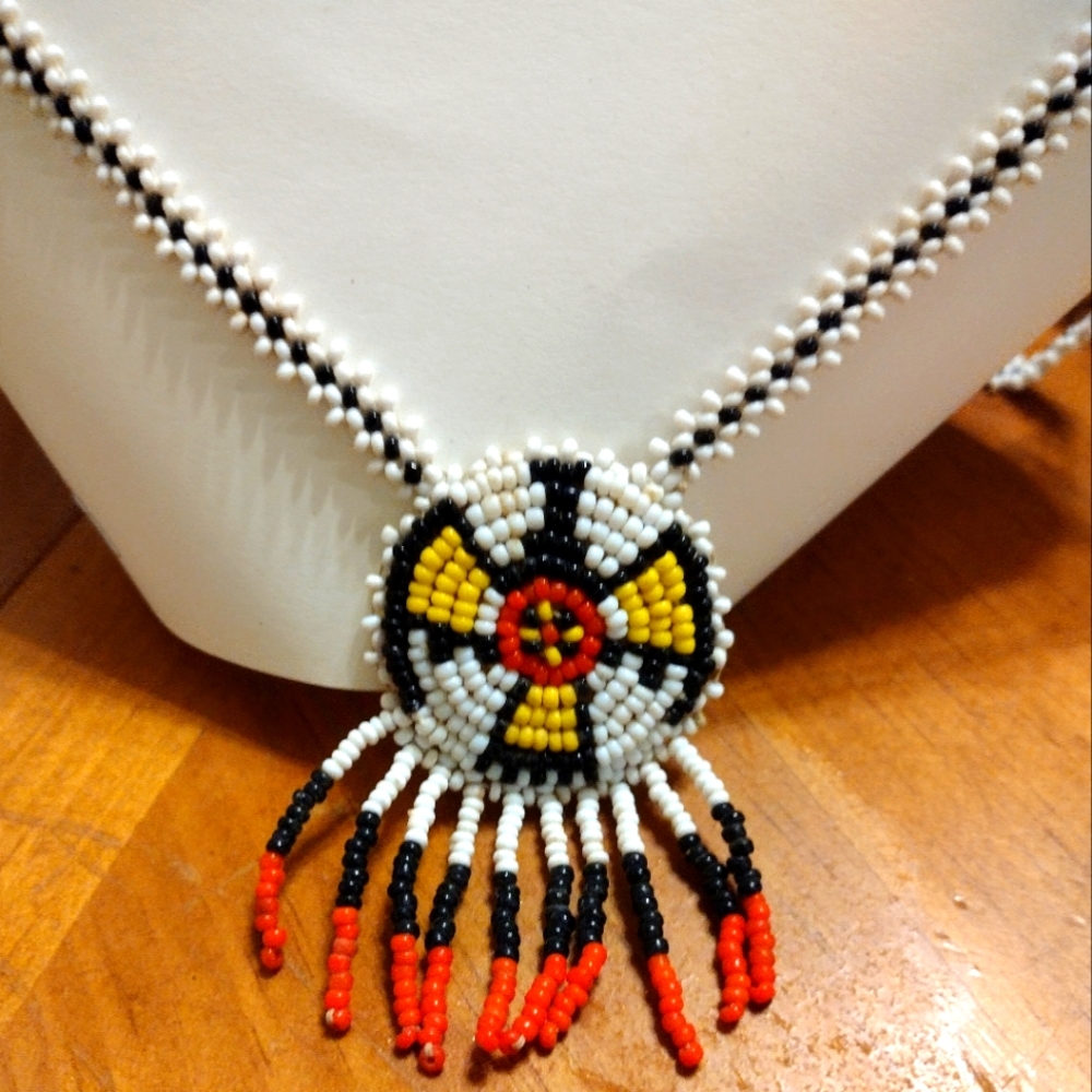 Authentic Handmade Beaded Bird/Medicine Necklace
